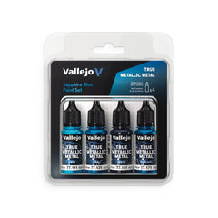 Vallejo True Metallic Metal Sapphire Blue - 4 Colour Paint Set