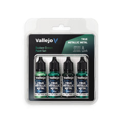 Vallejo True Metallic Metal Dusken Green - 4 Colour Paint Set