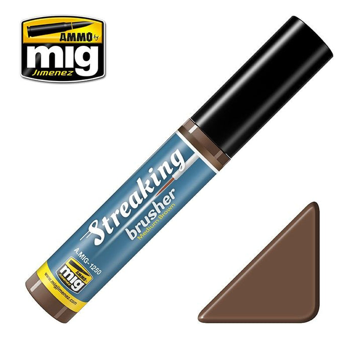 Ammo by MIG Streakingbrusher Medium Brown\