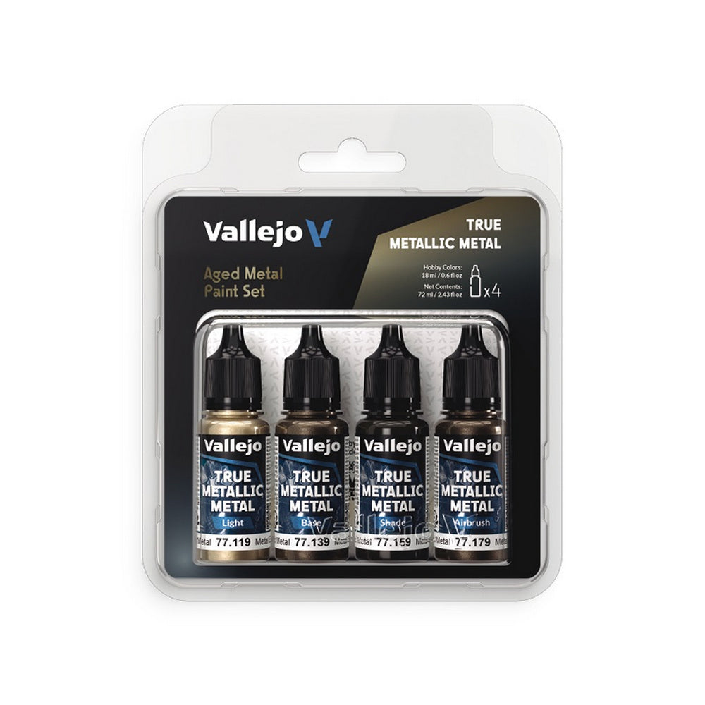 Vallejo True Metallic Metal Aged Metal - 4 Colour Paint Set