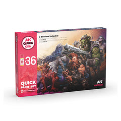 AK Interactive Quick Gen: Quick Paint Set (36 Colours + 2 Brushes)