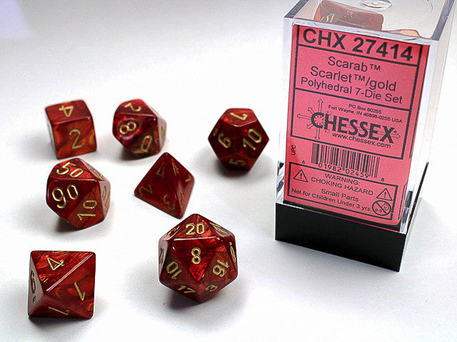 Chessex Polyhedral 7 Die Set - Scarlet / Gold