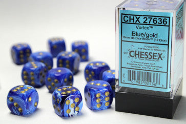 Chessex D6 16mm Dice Block - Blue / Gold